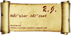 Rösler József névjegykártya
